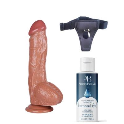 Censan Belden Bağlamalı Kayganlaştırıcı Set Noctis 26,5cm Kahverengi Dildo No:63