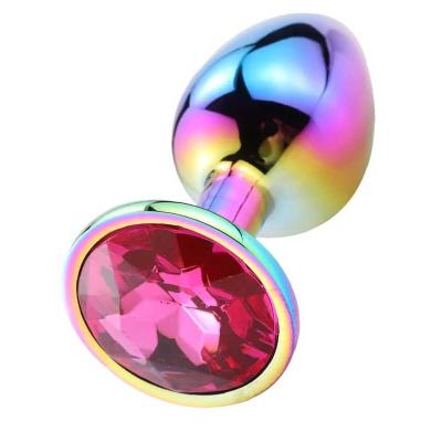 Censan Taşlı Çok Renkli Çelik Anal Plug - Küçük Boy