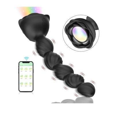 Censan Telefon Kontrollü Haley Rose Pulled Beads Anal Plug – Siyah