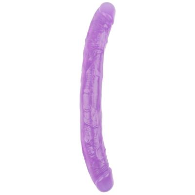 Hi-Rubber Şeffaf Jel Çift Taraflı Dildo - 32.5cm Mor