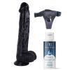 Censan Belden Bağlamalı Kayganlaştırıcı Set Noctis 30cm Siyah Dildo No:26