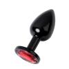 Censan Metal Anal Plug, Metal, siyah, kırmızı kristalli, 7,2 cm, Ø2,8 cm, 50 g