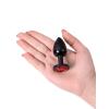 Censan Metal Anal Plug, Metal, siyah, kırmızı kristalli, 7,2 cm, Ø2,8 cm, 50 g
