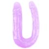 Hi-Rubber Şeffaf Jel Çift Taraflı Eğik Dildo - 17cm Mor